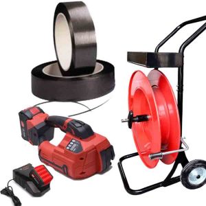 TITAN 10-16mm PET/PP akülü, şarj cihazlı, 12mm PP çemberli, çember arabalı polipropilen çember seti