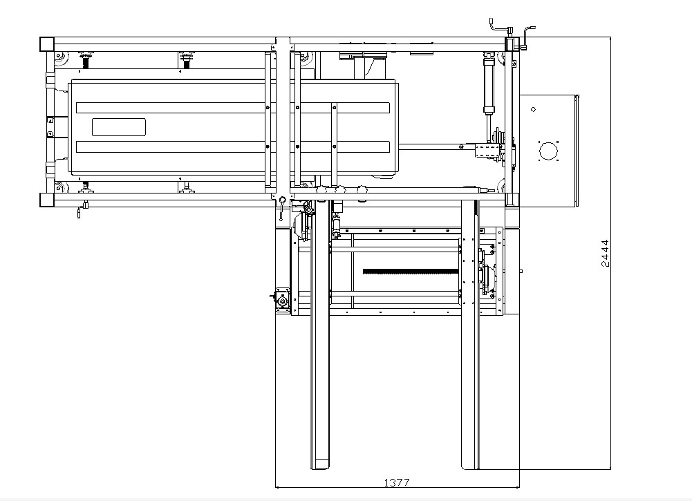 AUTOBOX koli açma makinesi - Yatay çalışma tablası ile makine yerleşim çizimi